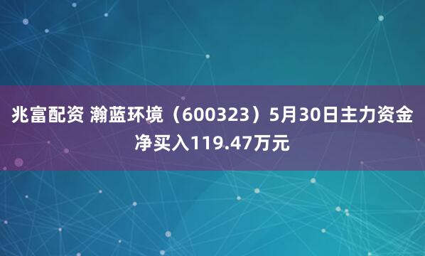 兆富配资 瀚蓝环境（600323）5月30日主力资金净买入119.47万元