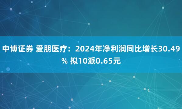 中博证券 爱朋医疗：2024年净利润同比增长30.49% 拟10派0.65元